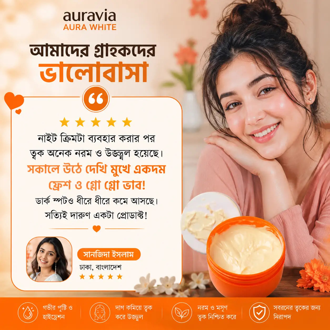 Auravia Aura White Body Brightening Night Cream